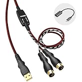 EBXYA USB MIDI Cable USB to 5 Pin MIDI Interface 1.5M/5FT MiDi In-Out Converter Keyboard to PC/Mac/Laptop for Music Editing&R