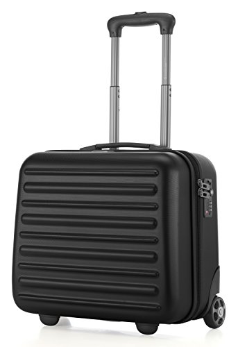 Preisvergleich Produktbild HAUPTSTADTKOFFER - Tegel - Pilotentrolley Hartschalenkoffer Koffer Handgepäck Trolley Rollkoffer, TSA, 38 cm, 32 Liter, Schwarz