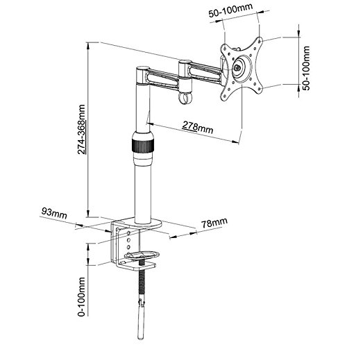 Monitor Tischhalterung Einarm mit Klemme schwarz 12° neigbar 360° drehbar für iiyama 28″ GB2888UHSU-B1 - 2