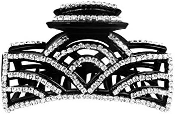 OMYGOD Large black hair claw clamp clip with crystals - 9cm x 4.9cm x 3.6cm