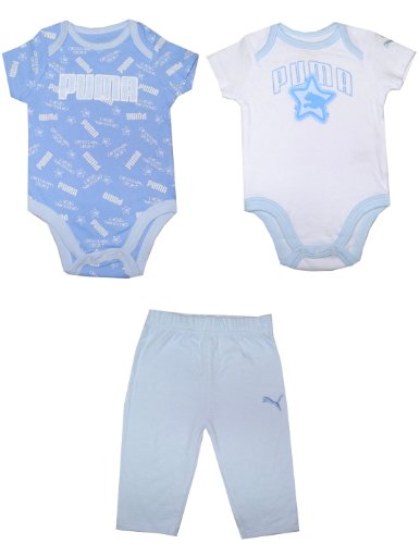 3 PCS Set: Puma Infant Short Sleeve Romper / Onesie & Pant Set 6-9M Multicolor