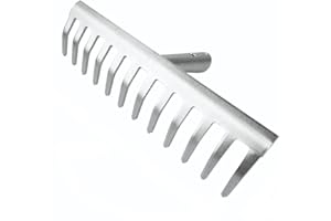 eWorld Direct - Heavy Duty Lawn Garden Soil Rake Head 12 Tooth Replacement Lawn Rake Head Lawn Care Tool Head