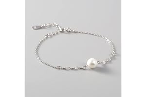 BVFRA Silber Armband Damen 925,S925 Silberarmband Mit Perle Freundschaftsbänder Verstellbarer Modeschmuck Aus Sterlingsilber Für Frauen Geschenk Freundin Frau