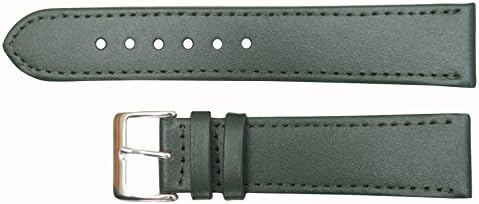 NEW Genuine Leather Flat Stitched Watch Band/Strap in All Colours & Sizes (Dark Green, 16mm)