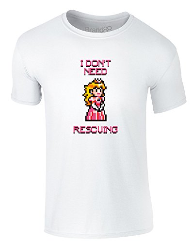 Brand88 - I Don't Need Rescuing, Erwachsene Gedrucktes T-Shirt Weiß/Transfer