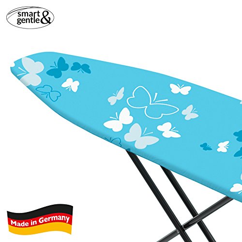 smart&gentle Bügeltischbezug passend für Bügeltische von 110-117 cm x 30-37 cm, Bügelbrettbezug 5-lagig türkis/weiß - 7