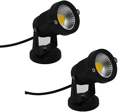 SinoPro Outdoor IP65 Waterproof Decorative Spotlight 6W COB LED Landscape Garden Wall Yard Path Light AC/DC 12V with Flat Base, Pack of 2 (Warm White)