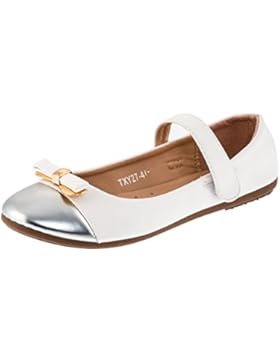 Festliche Kinder Ballerina mit Glanzvoller Spitze, Zierschleife und Riemchen