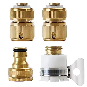 REHTRAD 4 in 1 Set Universal Tap Connector,Tap Connector Brass Adapter Quick Release Coupling,Pipe Connector for Tap 1/2 and 3/4 inch.