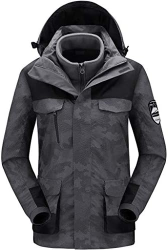 Men Ski Jacket Waterproof Windproof Warm Coat 3 in 1 Winter Windbreaker Breathable Snow Suit Outdoor Sports Wear Fleece Inner for Skiing Hiking Mountaineering Running