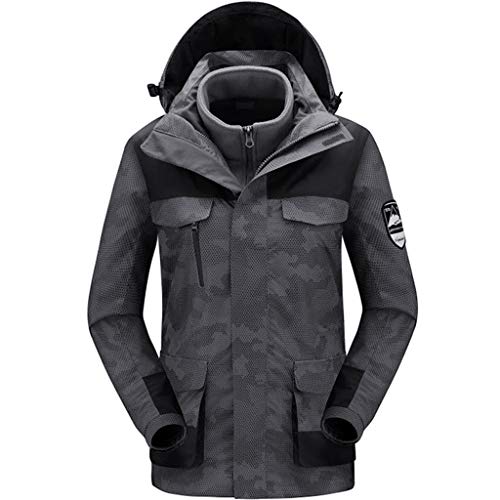Men Ski Jacket Waterproof Windproof Warm Coat 3 in 1 Winter Windbreaker Breathable Snow Suit Outdoor Sports Wear Fleece Inner for Skiing Hiking Mountaineering Running