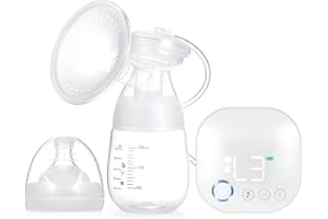 Decdeal Tiralatte Elettrico Automatico - 9 Livelli Funzione di Massaggio e Memoria,Touchscreen/Super Silenzioso/USB Ricaricabile,Senza BPA