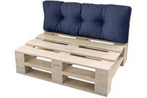 sunnypillow Coussin Dossier pour Palette Euro Canapé Intérieur/Extérieur Appui 120 x 40 cm plusieures Tailles et Couleurs à Choisir Coussin Mousse flaconné Bleu foncé