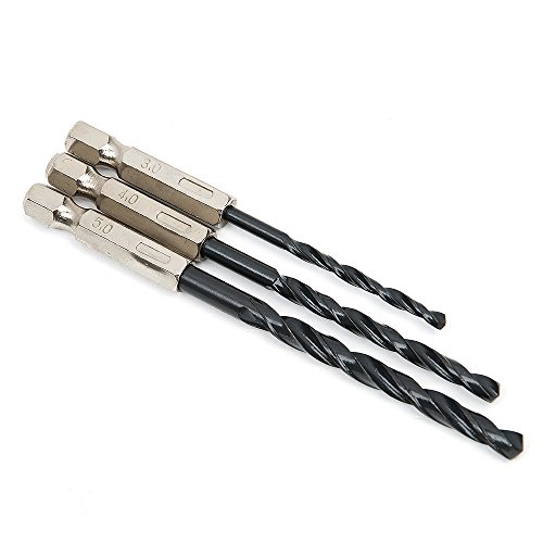 Fortag 15 tlg HSS Spiralbohrer Satz Holzspiralbohrer Handspiralbohrer 1/4 „Sechskantschaft Bohrer für Holz, Kunststoff und Aluminium, Kupfer, Stahl 3mm-5mm - 3