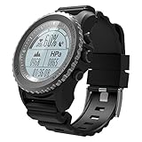 Uhruolo Smart Watch mit GPS, Herzfrequenz-Überwachung IP68 Wasserdicht Barometer Thermometer Outdoor-Sportuhr,Black