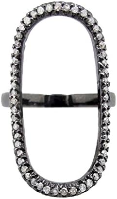 925 Sterling Silver Pave Diamond Ring Vintage Inspire Promise &amp; Proposal Jewelry