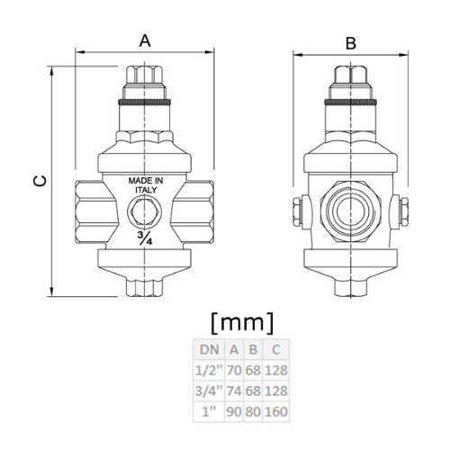 Einstellbare Druckminderventil 1/2 Zoll BSP Weiblich Reduce to 0,5-5 BAR - 2