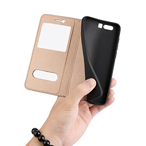 DWaybox Honor 9 Leder H  lle Foldable Stand Feature mit View Window Folio Schutzh  lle Slim Luxury Echt Leder H  lle f  r HUAWEI Honor 9 5 15 Inch  Bl
