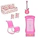 Produktbild Naisicatar 6Pcs Barbie Möbel Zubehör Mini Puppenhaus Möbel Sofa Couch Gitarre Kleiderschrank Schaukelstuhl mit Zwei Kissen Zubehör für Barbie-Puppe Puppenhaus Spielzeug Interessantes Spielzeug
