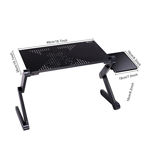 Homdox Einstellbare Laptop-Tisch Betttisch Notebook Lese Tisch aus Aluminium (Schwarz) - 4