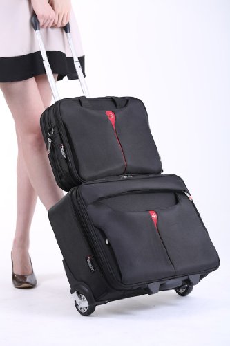 Kross Precision 17 3    Business Roller    Classic        lightweight Roll-Koffer f  r Laptops Notebooks Netbooks     Schwarz  rot