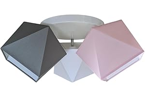 FKL DESIGN Home Deco 299 300 G3 Suspension Luminaire pour Chambre Ado, Chambre Enfant - Lampe à Suspension 3 Lumières LED - Lampe de Plafond - Plafonnier E27 60 W - 230 V - Gris-Rose-Blanc