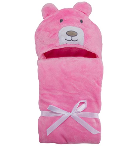 Preisvergleich Produktbild Lexikind Baby Kapuzen-Handtuch Mädchen + Jungen: Kuscheliges Kapuzenbadetuch - Baby-Handtuch mit Kapuze (Rosa Bär)