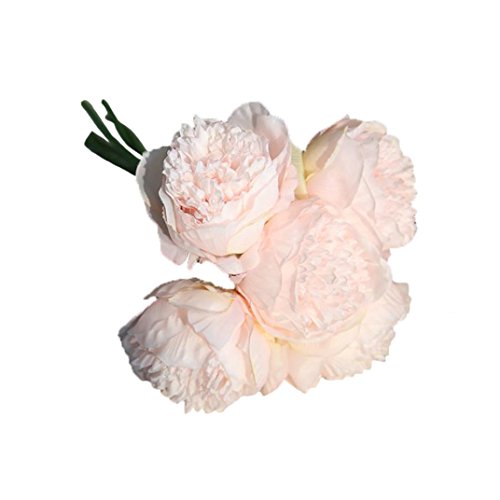 Longra Künstliche Seide gefälschte Blumen Pfingstrose Kunstblume Blumenstrauß Blumen-Bouquet Bridal Bouquet Blume Hochzeit Home Party Dekoration 5 Köpfe Bouquet (G) - 3