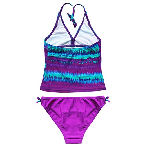 YiZYiF Kinder Mädchen Tankini mit Panty Short Neckholder Badeanzug Mambo Tie-Dye Bikini Set 128 140 152 164 176 - 2