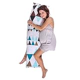 LULANDO SleepSide Seitenschläferkissen Schwangerschaftskissen Lagerungskissen Körperkissen (120x40 cm oder 145x40 cm). Weiches und bequemes Kissen zum Schlafen und Ausruhen., Farbe:Triangles - Cotton, Größe:145 x 40 cm