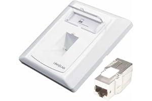 GPUCONNECT Premium RJ45 Ethernet Wall Socket | Single/Dual RJ45 Faceplate Set with Premium CAT8/CAT7/CAT6A Shielded Keystone Jack 10/40 Gbps/POE/Fits UK Backbox (Single RJ45, CAT 8 (Shielded))