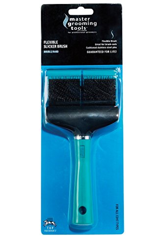 Master Grooming ToolsDouble-Sided Hard Flexible Slicker Brushes — Versatile Brushes for Grooming Dogs - Green, 8"L x 4"W, Large, Teal