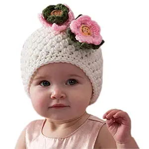 Love Crochet Art Kids Winter Crochet Cap(White,6 to 12 Months)