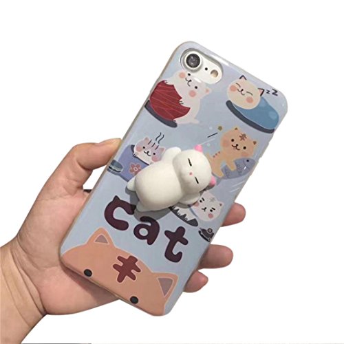 Youngnet Soft Kawaii Silicone Squishy Phone Case for iPhone 6/6s 6/6s plus iphone 7/7 plus (iPhone 7, Lazy Cat B)