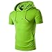 Produktbild Herren T-Shirt Hoodie, Sunday Männlich Kapuze Kurze Ärmel Summer Casual Hedging Tops Herren Kapuzen Kurzarm T-Shirt Solide Bluse (M, Grün)