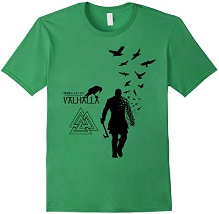 Vikings go to Valhalla Ragnar and Ravens Men &amp; Women T-Shirt Male Large Grass