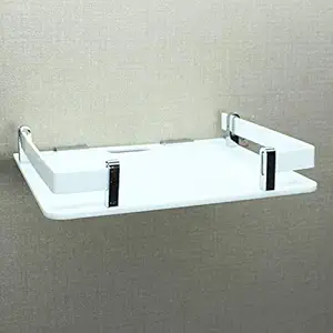 APEXSTER Acrylic Setup Box and WiFi Router, DVR, Telephone, Stabilizer Holder Wall Mount Shelf (White)
