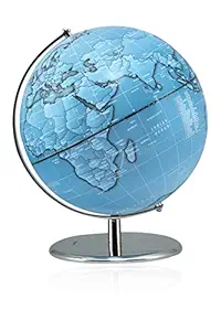 Inspirante 20CM World Globe with a Metal Base ? Decorative /Geographic / Modern Desktop Decoration /Home and Office Decor /Corporate Gifts - Matte Blue and White
