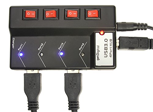 getDigital Ultimate Hub mit Stromversorgung (4-schaltbares Port, USB 3.0) schwarz - 2