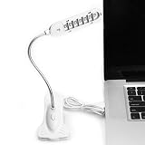 ENHANCE EN-FLEXBEAM - Lámpara LED USB Lectura Nocturna Clip Flexible Portátil con 7 LED, Color Blanco