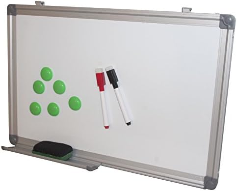 Product Nation 30 x 45cm Whiteboard Dry wipe Magnetic with Pen Tray, Aluminum Trim and Accessory Pack