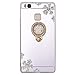 Produktbild Huawei P9 Lite Schutzhülle Transparent TPU, Hpory Glitzer Bling Kristall Blumen Muster Ring Halter Strass TPU Silikon Hülle für Mädchen Frauen Bumper Tasche Schutzhülle für Huawei P9 Lite-(Silber)