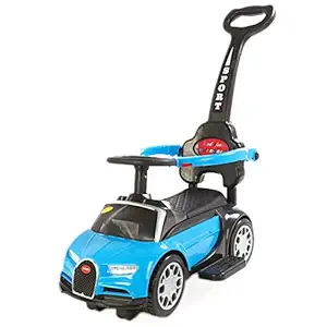 Toy House Foot to Floor Bugatti Push Car with Removable Push Handle for Kids (1 to 3Yrs), Blue