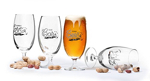 SagaformBeer Glasses | Large Lager Ale | Cider Bar Drinking, Half Pint Glass Pub Glasses | 4 Pack Set | Clear