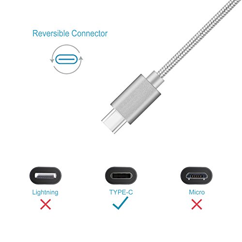 USB Type-C Kabel Nylon-lebenslange Garantie-TUOYA USB-C Ladekabel auf USB3.0 mit Nylon, Daten & Lade Type-C Datenkabel mit Aluminium Stecker für Samsung Galaxy S8 / S8 Plus, LG G5, Lumia 950xl/950, Nexus 5x/6p, OnePlus 3, und andere Type-C unterstützte Geräte (2pack-6,6ft/2m, Grau) - 4