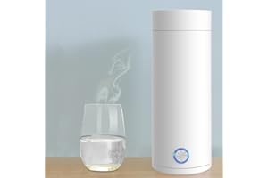 Jooheli Bouilloire Électrique, 400ML Bouilloire Électrique Voyage, 3 en 1 Mini Bouilloire et Mini Thermos, Bouilloire en Acier Inoxydable 300W pour Thé, Lait, Café, Arrêt automatique (Blanc)