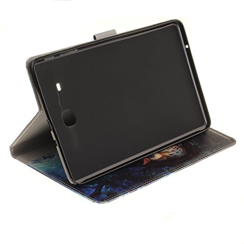 Hülle für Samsung Galaxy Tab E 9.6 T560 mit Muster,BtDuck Ultra Thin PU Leder Tasche Smart Cover Folio Etui Tasche Schutzhülle für Apple Samsung Galaxy Tab E 9.6 T560 Buntes Muster Bookstyle Wallet Ledertasche Bumper Schale Protective Case mit Magnetverschluss Ständerfunktion Eingebaut ID Karte Slots für Kreditkarte/Fahrkarte/Foto/Geld/Rechnung Purse Design Tasche Handyhülle Soft Silikon Backcover Kunstleder Hülle + 1x Schwarz Stift Stylus Pen – Malerei Eule - 5