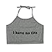 Produktbild Frauen Sommer Weste, Brief Drucken ärmellose Neckholder Tank Crop Tops Bluse Shirt"Ich Habe Keine Titten" Kingwo (L, Grau)