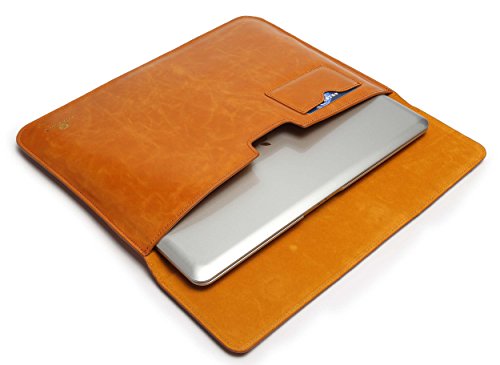 15 Zoll Schutzhülle / Tasche für Tablets und Notebooks bzw. Laptops aus feinstem Lederimitat mit Zusatzfächern und weichen Innenfutter für Apple MacBook Pro RETINA15″, Dell Latitude, MSI Gaming Book, Schenker Slim-Serie, HP Elitebook + Chromebook, Gigabyte P-Serie Farbe brown (hellcoffee (dunkelbraun)) - 4
