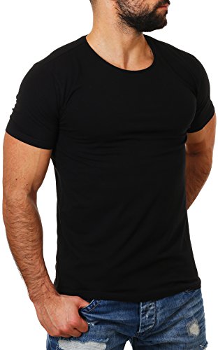 Young & Rich Herren Rundhals Ausschnitt T-Shirt einfarbig slimfit mit Stretchanteilen Uni Basic round neck Tee, Grösse:M;Farbe:Schwarz Young & Rich Herren Rundhals Ausschnitt T-Shirt einfarbig slimfit mit Stretchanteilen Uni Basic round neck Tee, Grösse:M;Farbe:Schwarz